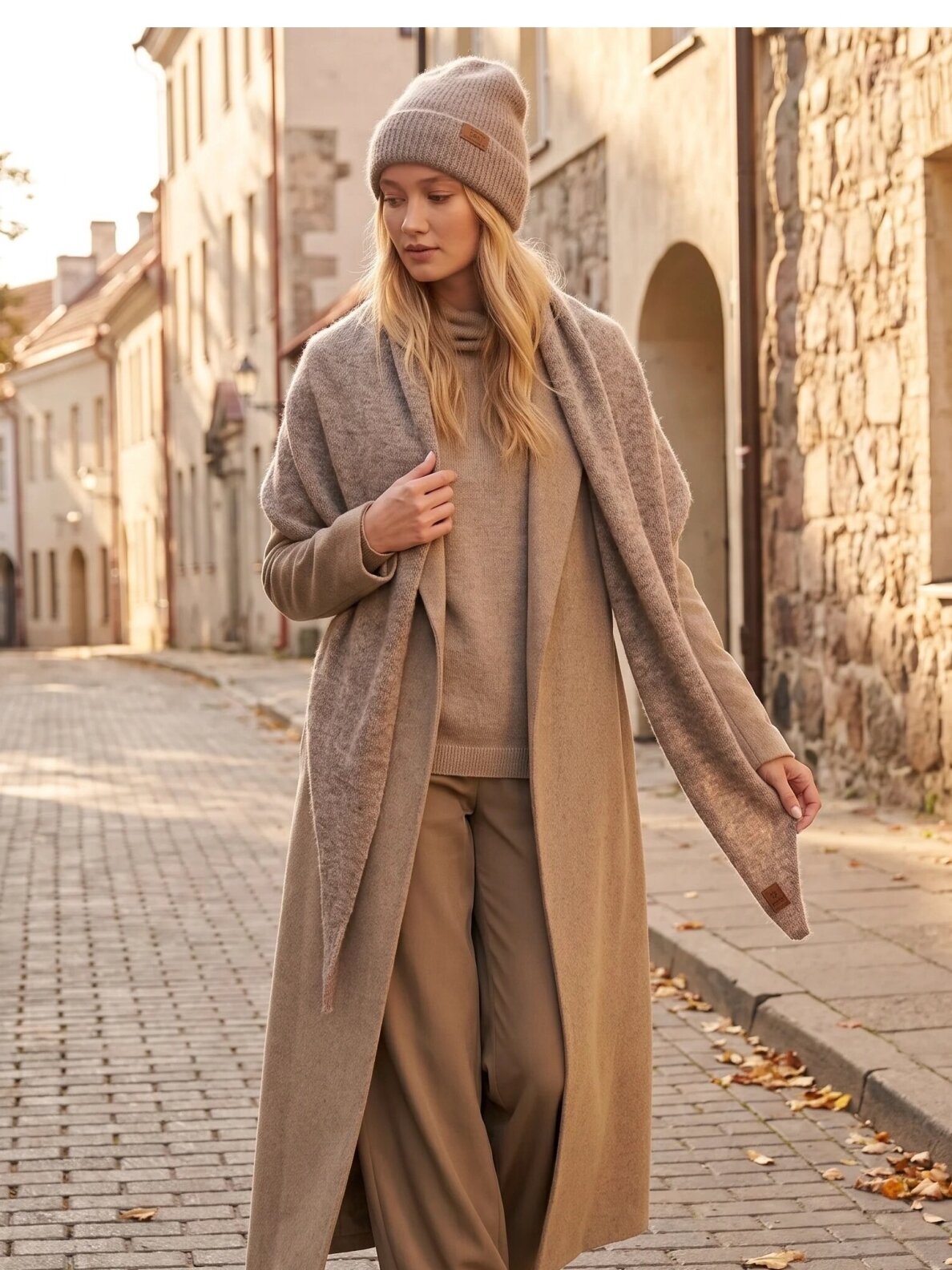 AG DESIGN Wide baby alpaca triangle scarf and beanie set - cocoa 7 AG DESIGN Wide baby alpaca triangle scarf and beanie set - cocoa 7