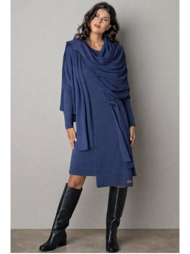 AG design mėlyna megzta merino vilnos suknelė Claudia AG design mėlyna megzta merino vilnos suknelė Claudia