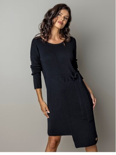 AG design  juoda megzta merino vilnos suknelė Claudia 5
