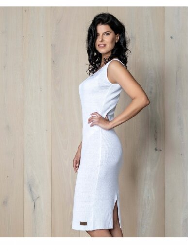 AG design balta plono mezgimo lino suknelė – Pearl 4