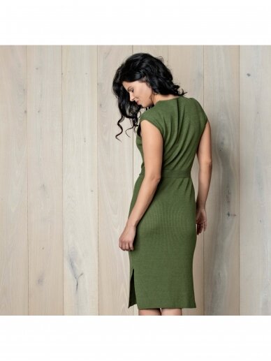 AG design plono mezgimo lino suknelė – Breeze žalia