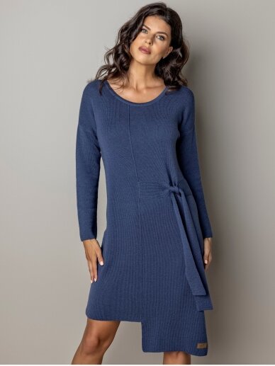 AG design mėlyna  megzta merino vilnos suknelė Claudia