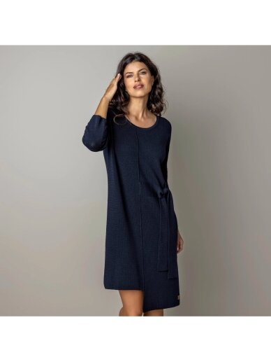 AG design tamsiai mėlyna megzta merino vilnos suknelė Claudia 5