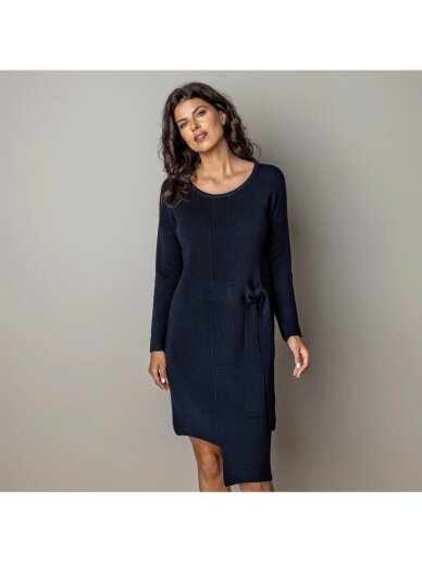 AG design tamsiai mėlyna megzta merino vilnos suknelė Claudia 8
