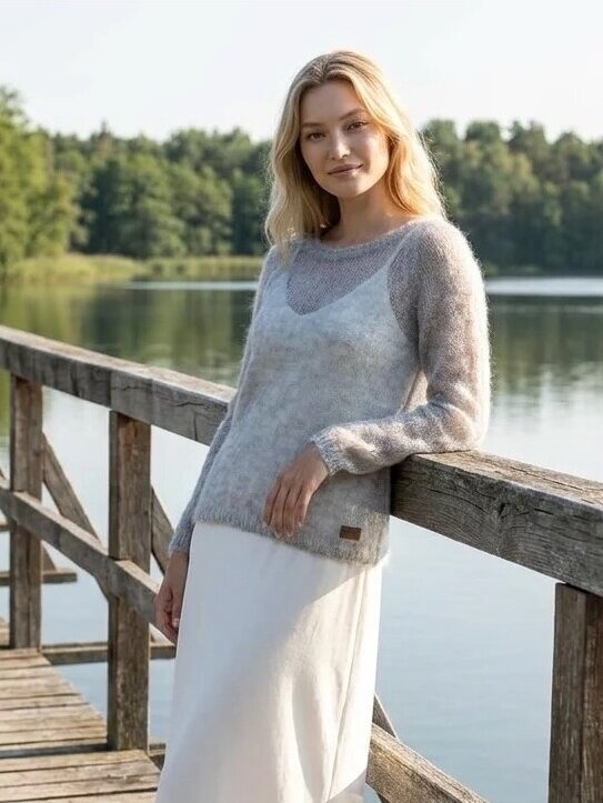 AG DESIGN moheros megztinis ADELE  šviesiai pilkas 1