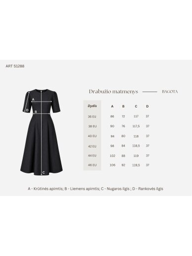 BAGOTA JUODA ELEGANTIŠKA ŽAKARDINĖ SUKNELĖ 7