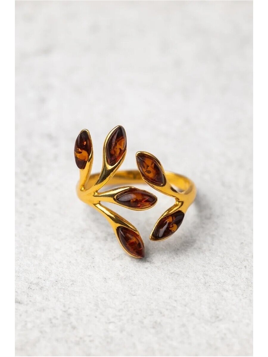 GOLD-PLATED AMBER RING “FLORENTIA AUREA TERRA”