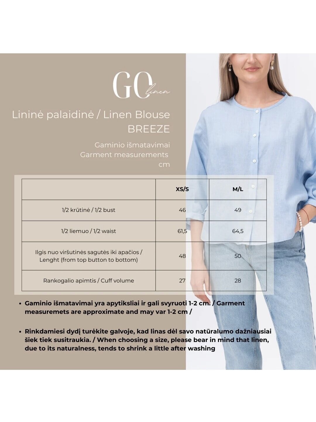 GOlinen žydri lininiai marškiniai  BREEZE - 100 % linas 2