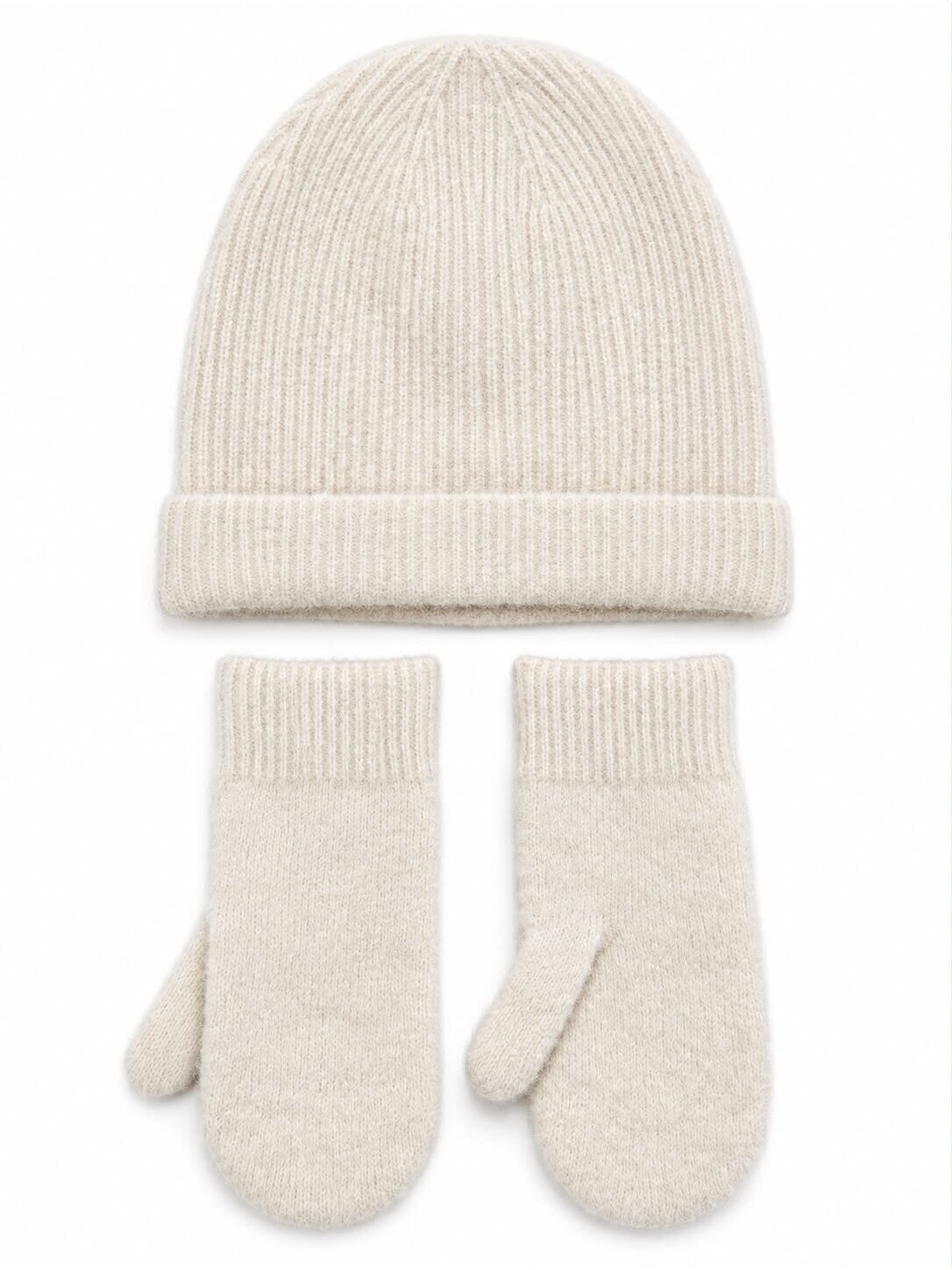 COOCOOMOS Paula 100% alpaca beanie and mittens set white COOCOOMOS Paula 100% alpaca beanie and mittens set white