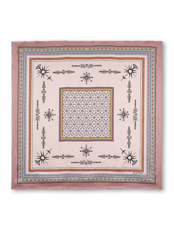 CIATAU Silk Scarf with Baltic-Inspired Motifs – Pink