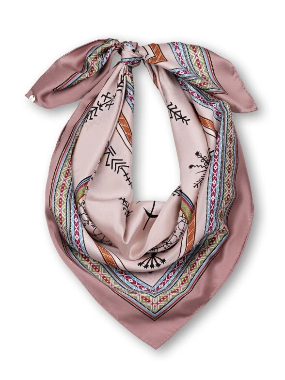 CIATAU Silk Scarf with Baltic-Inspired Motifs – Pink