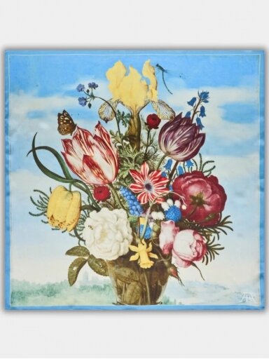 DONUM Šilkinė skarelė - Ambrosius Ambrosius Bosschaert - Gėlių puokštė ant atbrailos