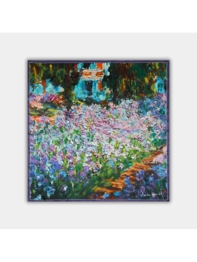 DONUM Šilkinė skarelė -Claude Monet - Dailininko sodas Givernyje DONUM Šilkinė skarelė -Claude Monet - Dailininko sodas Givernyje