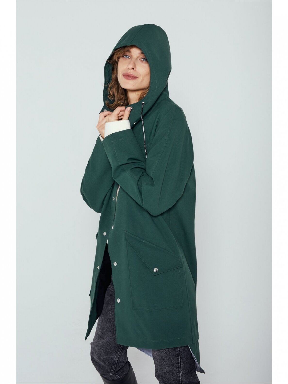 Ducktail Raincoats ŽALIAS CITY LIETPALTIS – tvarios medžiagos 4 Ducktail Raincoats ŽALIAS CITY LIETPALTIS – tvarios medžiagos 4