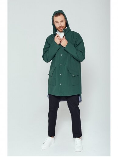 Ducktail Raincoats ŽALIAS CITY LIETPALTIS – tvarios medžiagos 1 Ducktail Raincoats ŽALIAS CITY LIETPALTIS – tvarios medžiagos 1