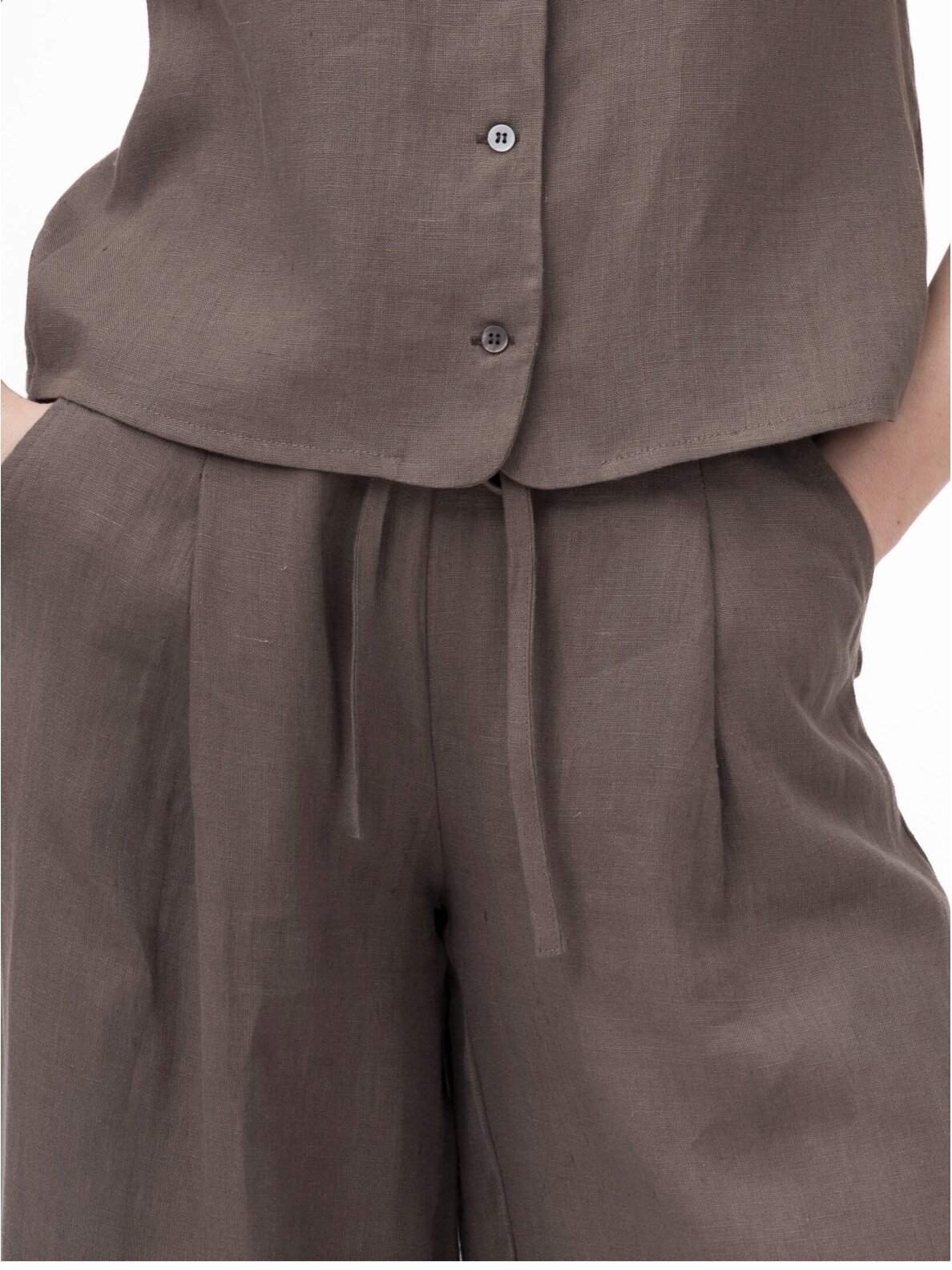 GO linen Lininės kelnės moterims LUNAR - 100 % linas - tamsiai rudos 5 GO linen Lininės kelnės moterims LUNAR - 100 % linas - tamsiai rudos 5