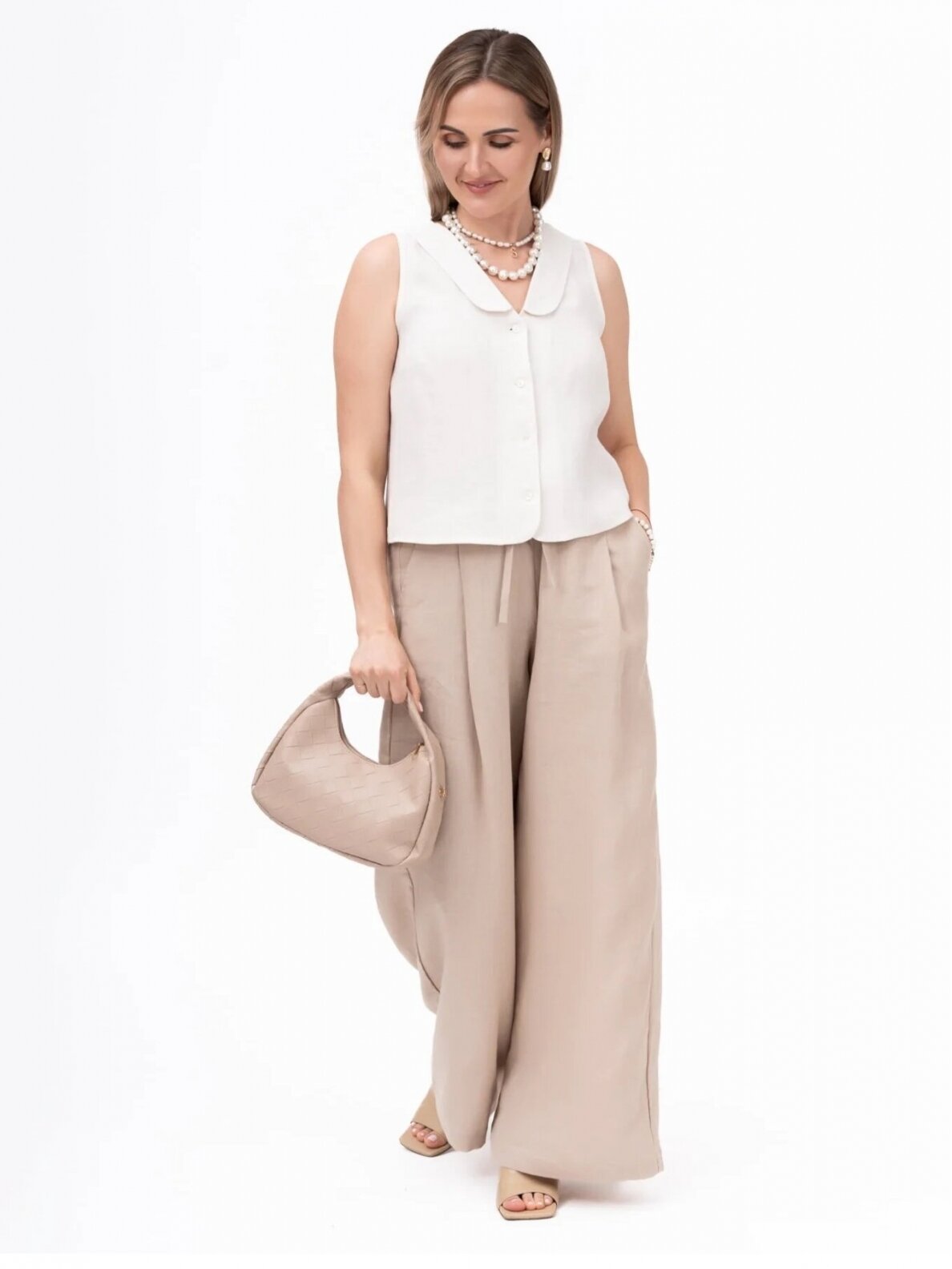 GO linen lininė liemenė moterims IVY - 100 % linas - kreminė balta spalva 1 GO linen lininė liemenė moterims IVY - 100 % linas - kreminė balta spalva 1