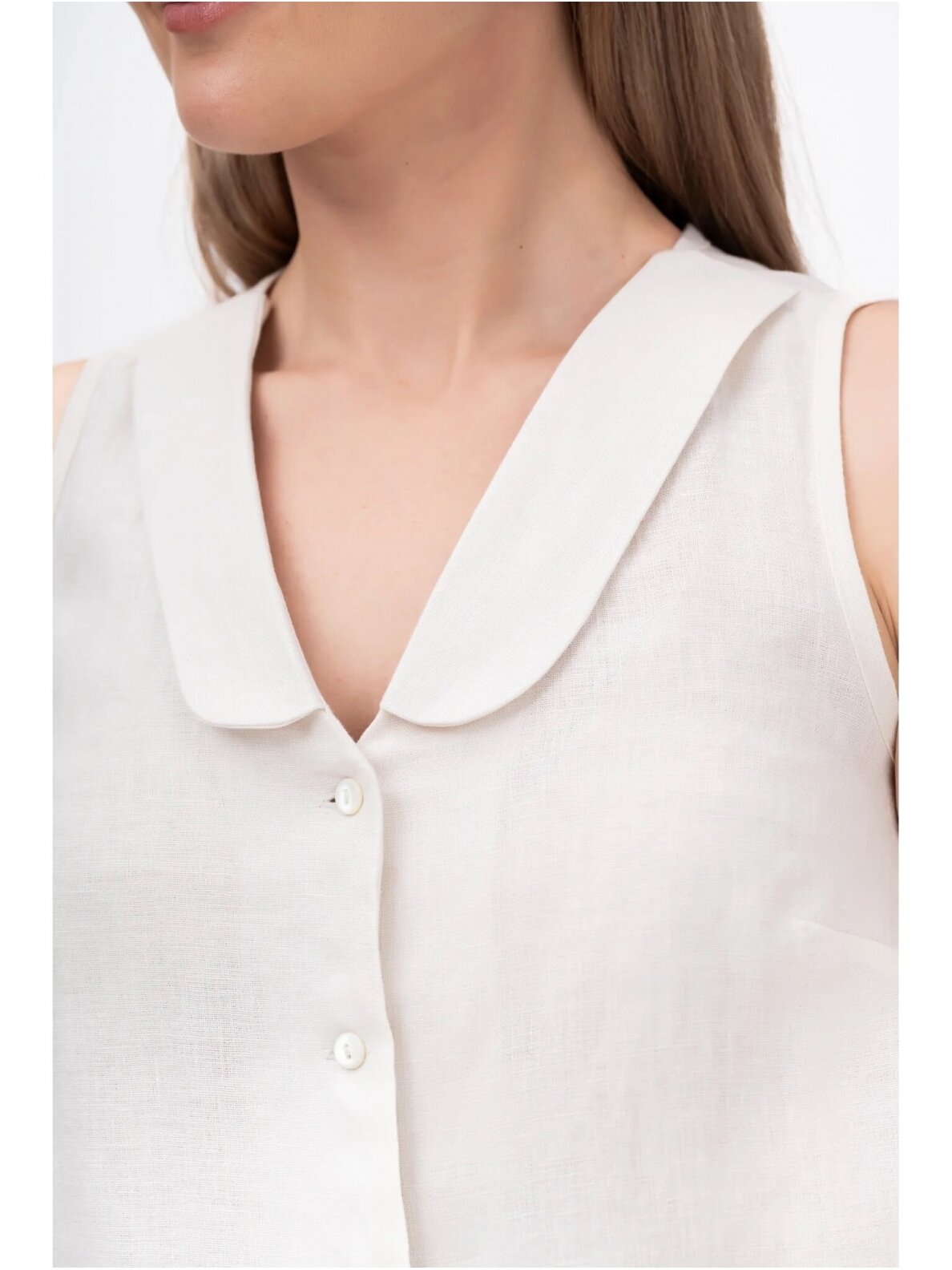 GO linen lininė liemenė moterims IVY - 100 % linas - kreminė balta spalva 4 GO linen lininė liemenė moterims IVY - 100 % linas - kreminė balta spalva 4