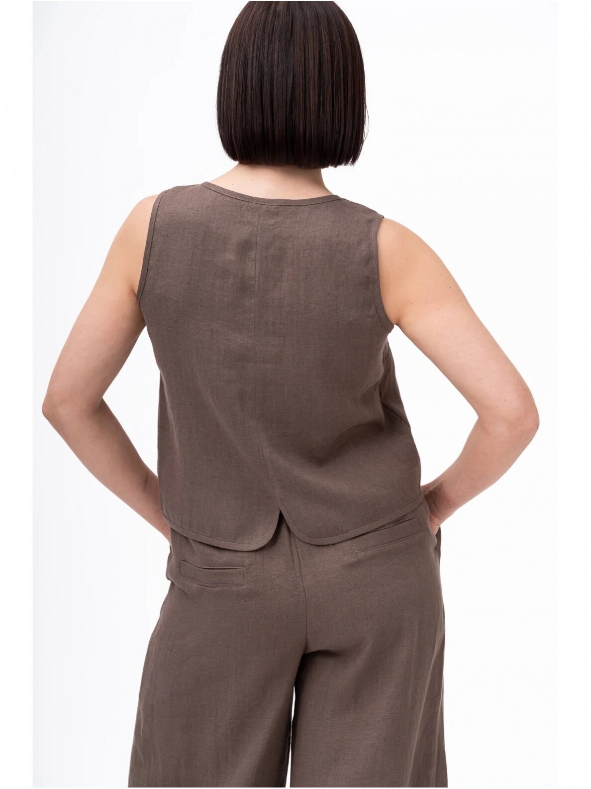 GO linen Liemenė moterims IVY - 100 % linas - tamsiai ruda 3