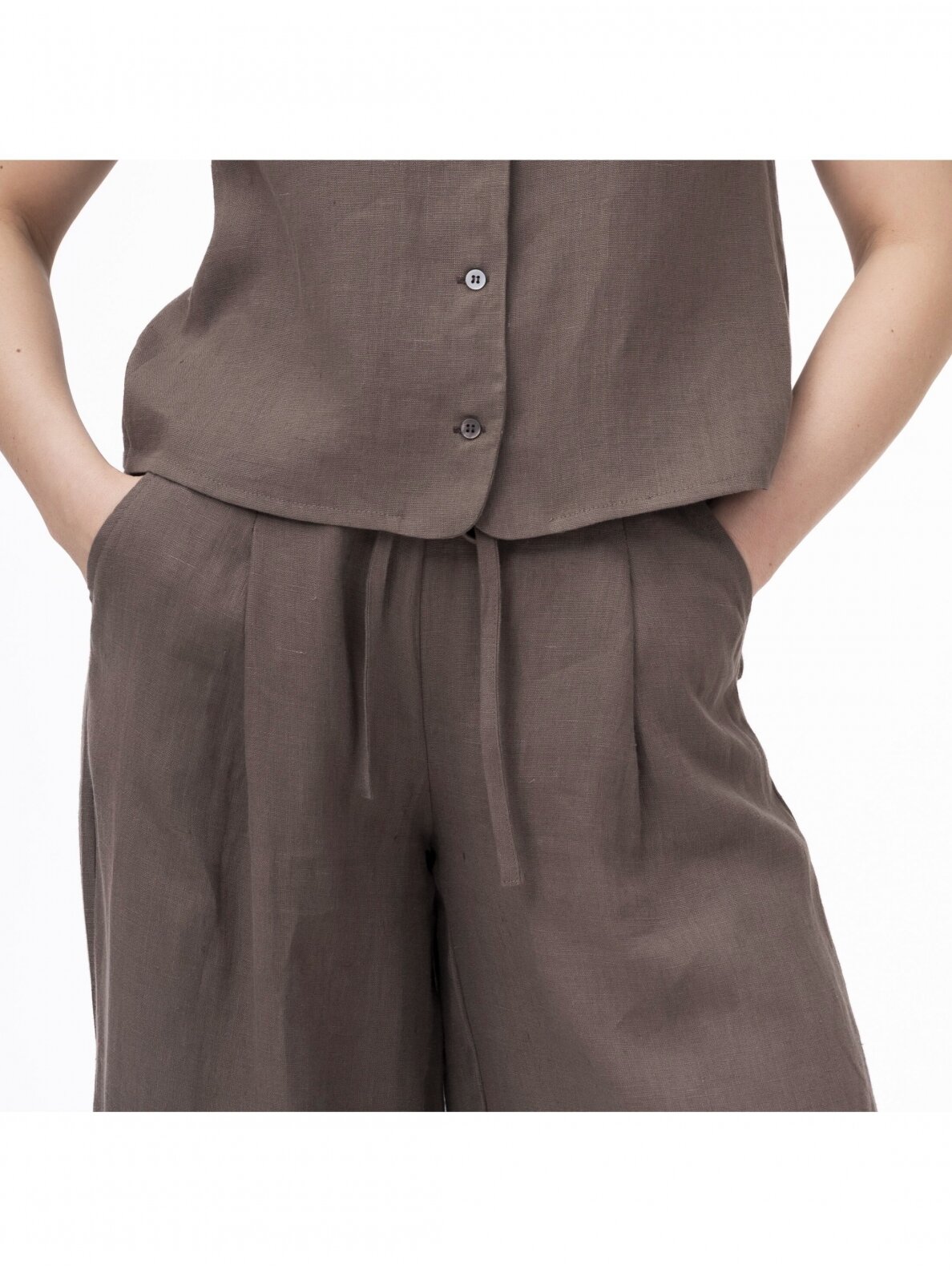 GO linen Liemenė moterims IVY - 100 % linas - tamsiai ruda 4