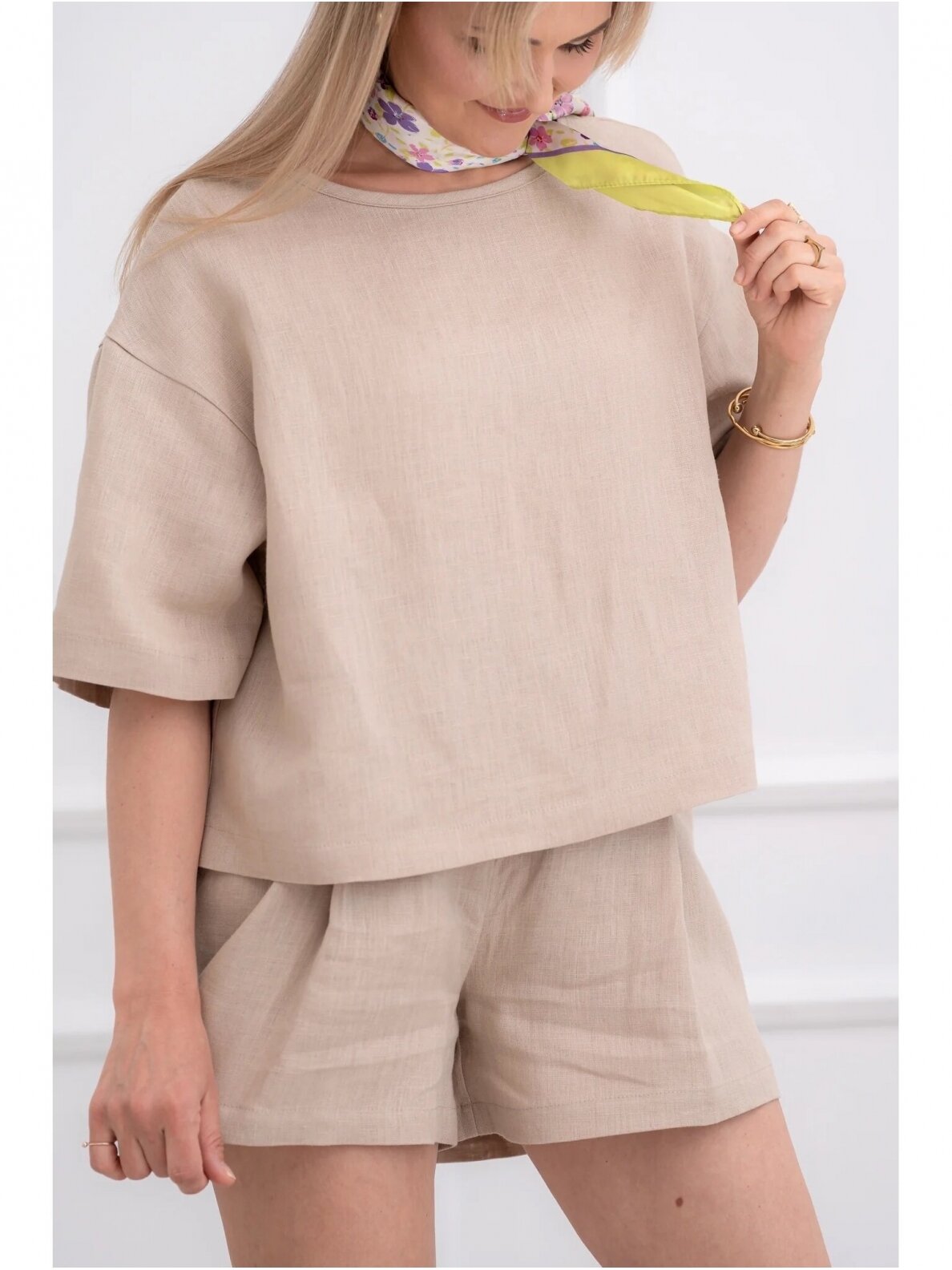 GO linen LININIS KOSTIUMĖLIS SU ŠORTAIS SMĖLINIS 1 GO linen LININIS KOSTIUMĖLIS SU ŠORTAIS SMĖLINIS 1