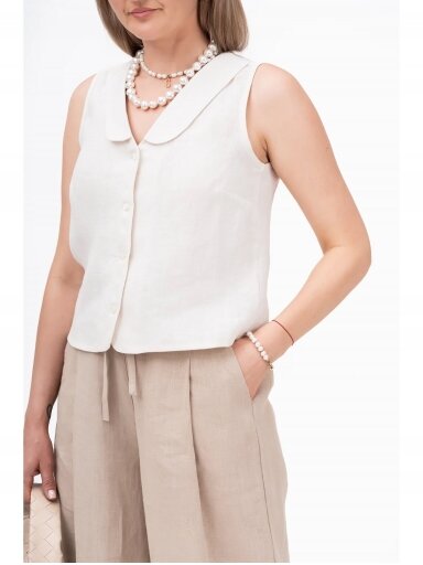 GO linen  lininė liemenė moterims IVY - 100 % linas - kreminė balta spalva