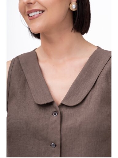 GO linen Liemenė moterims IVY - 100 % linas - tamsiai ruda