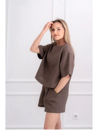 GO linen moteriška palaidinė - 100 % linas ruda