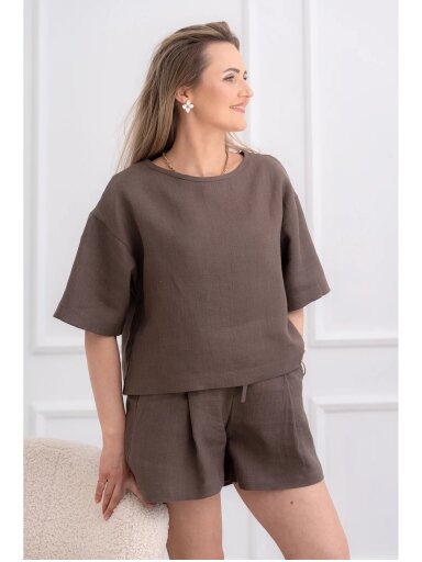 GO linen moteriška palaidinė - 100 % linas ruda
