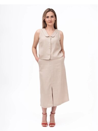 GO linen lininė liemenė moterims IVY - 100 % linas - smėlio spalva GO linen lininė liemenė moterims IVY - 100 % linas - smėlio spalva