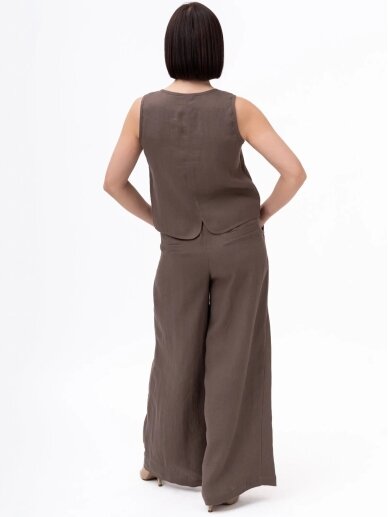 GO linen Lininės kelnės moterims LUNAR - 100 % linas - tamsiai rudos 1 GO linen Lininės kelnės moterims LUNAR - 100 % linas - tamsiai rudos 1