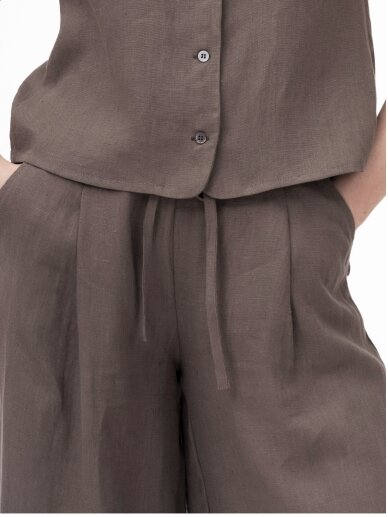 GO linen Lininės kelnės moterims LUNAR - 100 % linas - tamsiai rudos 5 GO linen Lininės kelnės moterims LUNAR - 100 % linas - tamsiai rudos 5