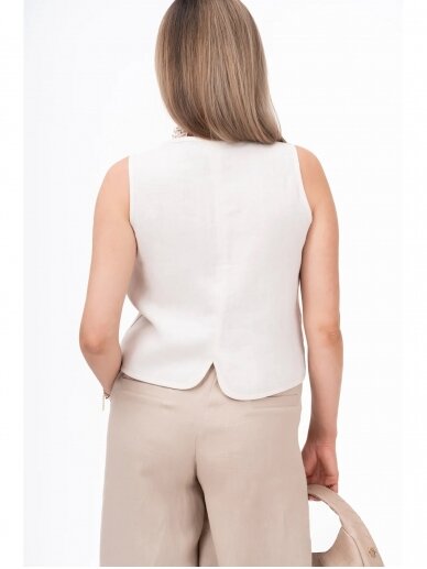 GO linen  lininė liemenė moterims IVY - 100 % linas - kreminė balta spalva 3
