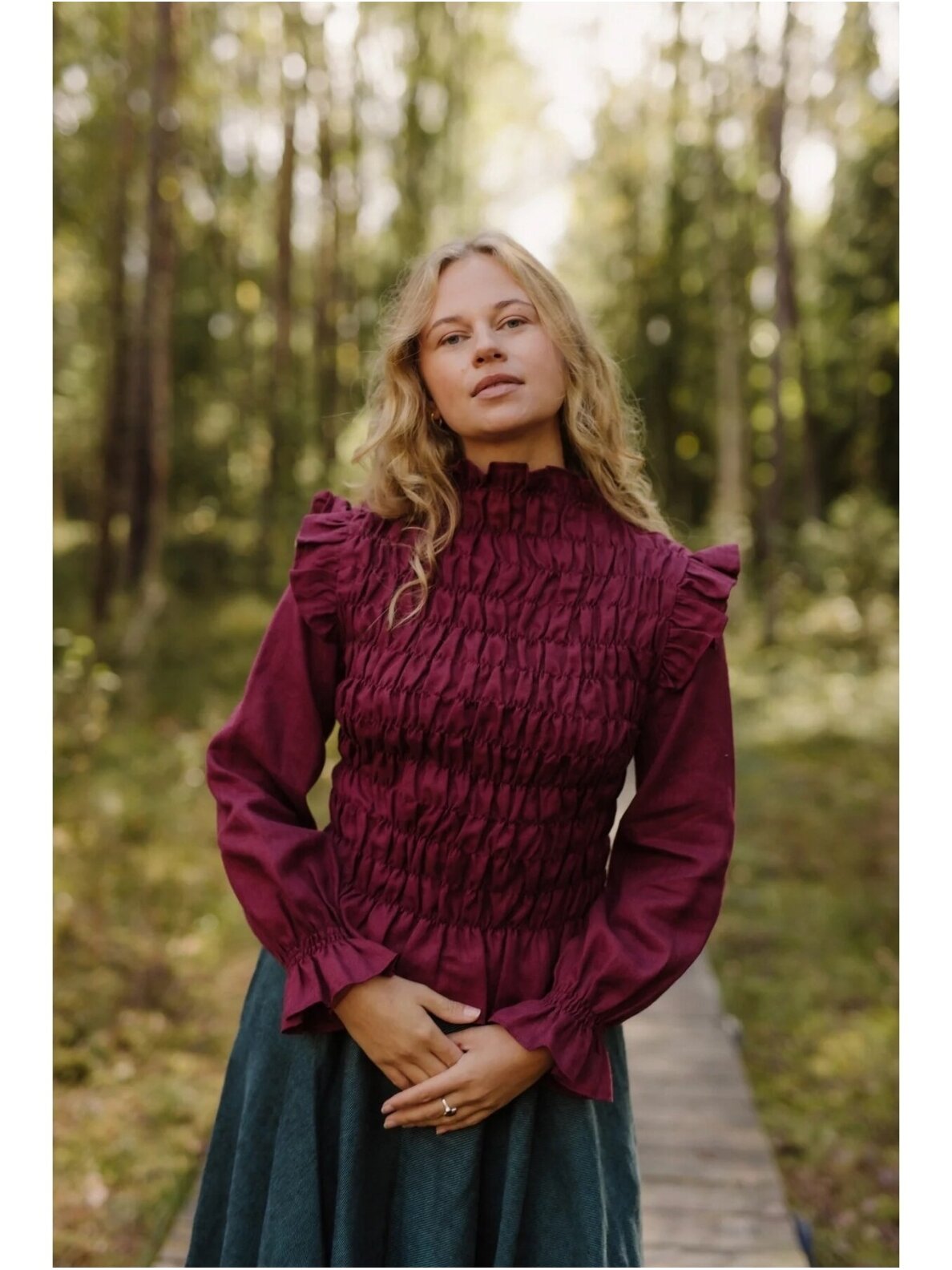 LAUME LINEN Women's linen top Barbora moon plum