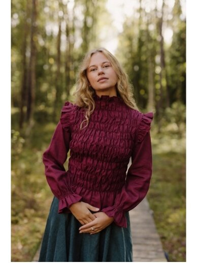 LAUME LINEN Women's linen top Barbora moon plum