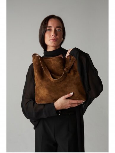 LAVA FLOW verstos odos ruda rankinė TOTE BAG LOLO 4 LAVA FLOW verstos odos ruda rankinė TOTE BAG LOLO 4