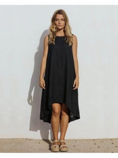 Magic Linen  juoda lininė suknelė Toscana 3