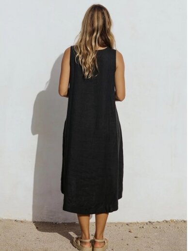 Magic Linen  juoda lininė suknelė Toscana 1