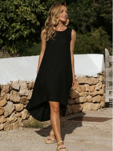 Magic Linen  juoda lininė suknelė Toscana 2