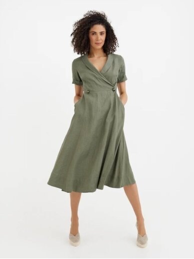 Magic Linen žalia lininė suknelė WRAPPED LINEN DRESS PARIS IN MIST GREEN 4 Magic Linen žalia lininė suknelė WRAPPED LINEN DRESS PARIS IN MIST GREEN 4