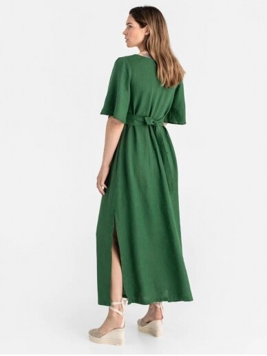 Magic Linen  žalia romantiško stiliaus lininė suknelė AGRA IN GREEN
