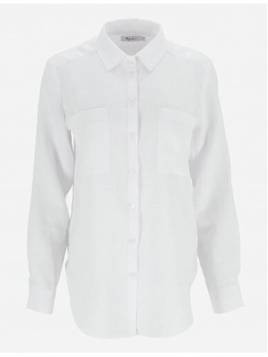 Magic Linen balti lininiai marškiniai SHIRT CALPE   1