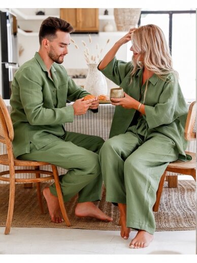Magic linen žalia vyriška  lininė pižama VIGO 1