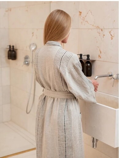 Magic LINEN Moteriškas lininis chalatas „Artisan Stripe“ 3
