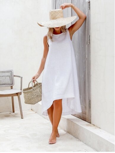Magic Linen   balta lininė suknelė Toscana