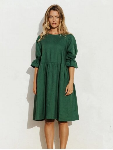 Magic Linen  žalia  lininė suknelė NERJA 2