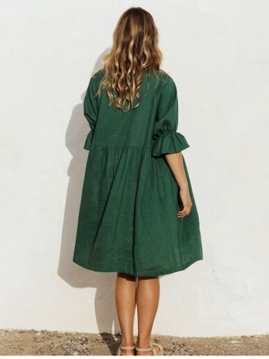 Magic Linen  žalia  lininė suknelė NERJA 3