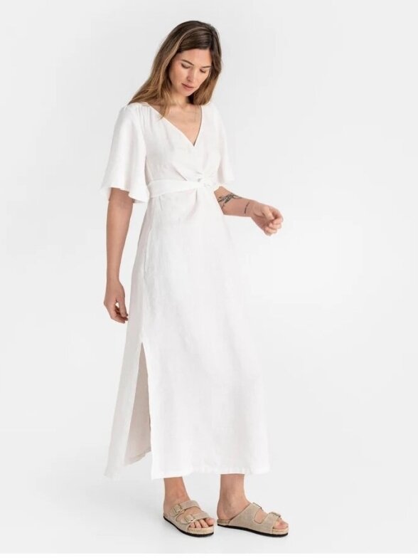 Magic Linen MAXI LINEN DRESS AGRA IN WHITE