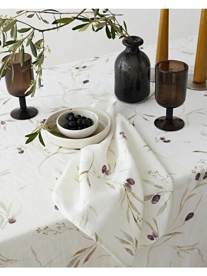 Magic Linen lininė staltiesė OLIVE ORCHARD PRINT ON WHITE LINEN TABLECLOTH 1 Magic Linen lininė staltiesė OLIVE ORCHARD PRINT ON WHITE LINEN TABLECLOTH 1