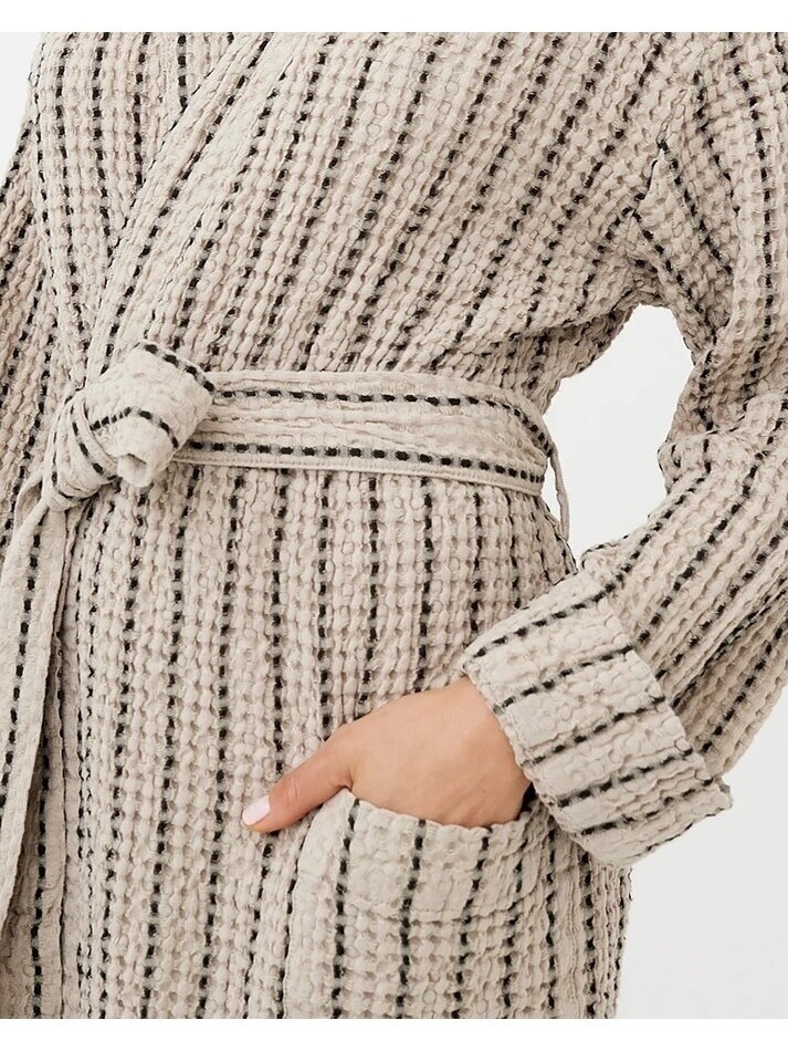 Magic LINEN   Unisex chalatas iš lino ir medvilnės „Thin Striped“ 5